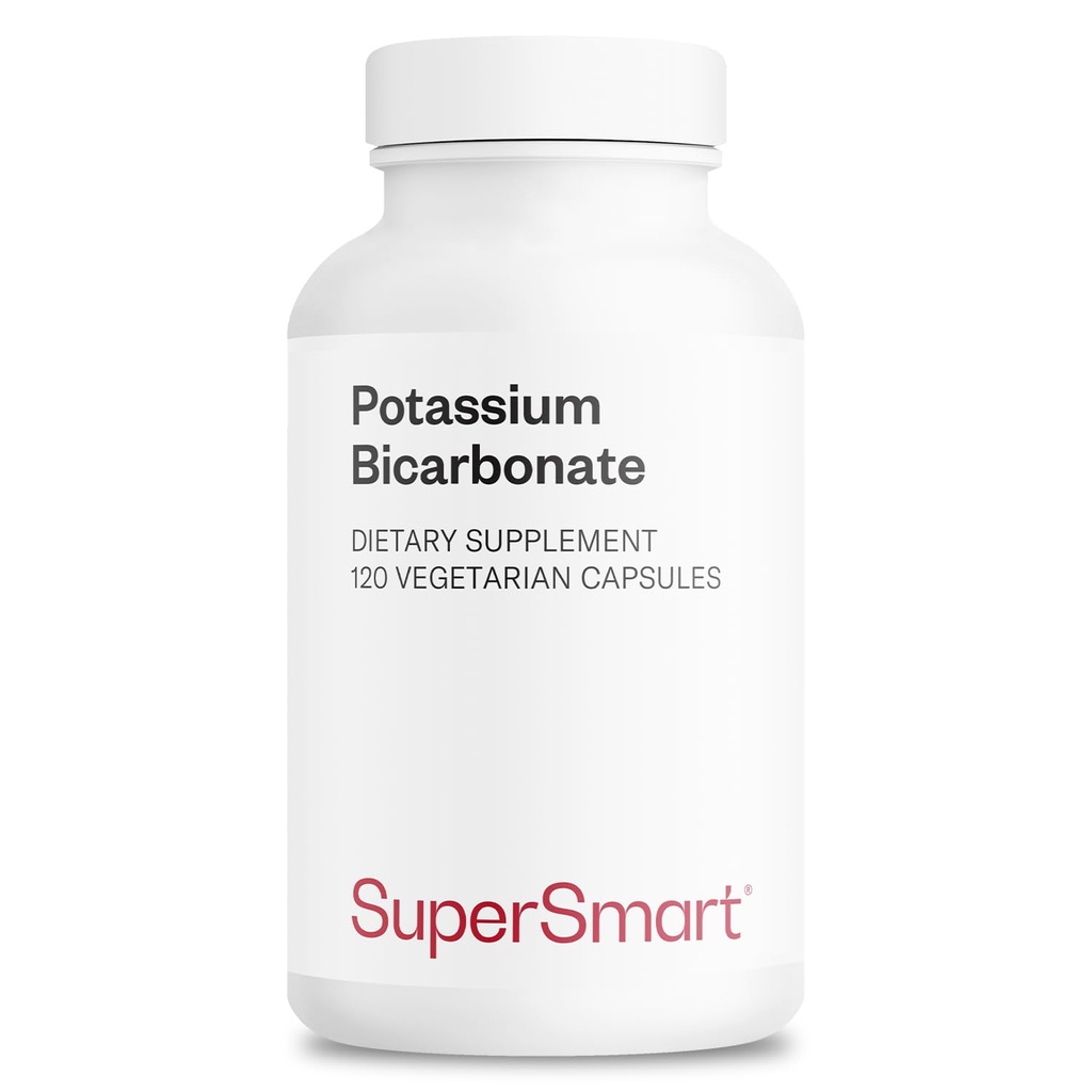 SuperSmart Potassium Bicarbonate (High Dose) - Electrolyte Mineral - pH Acid-Base Balance - Potassium Supplement | Non-GMO & Gluten Free - 120 Vegetarian Capsules