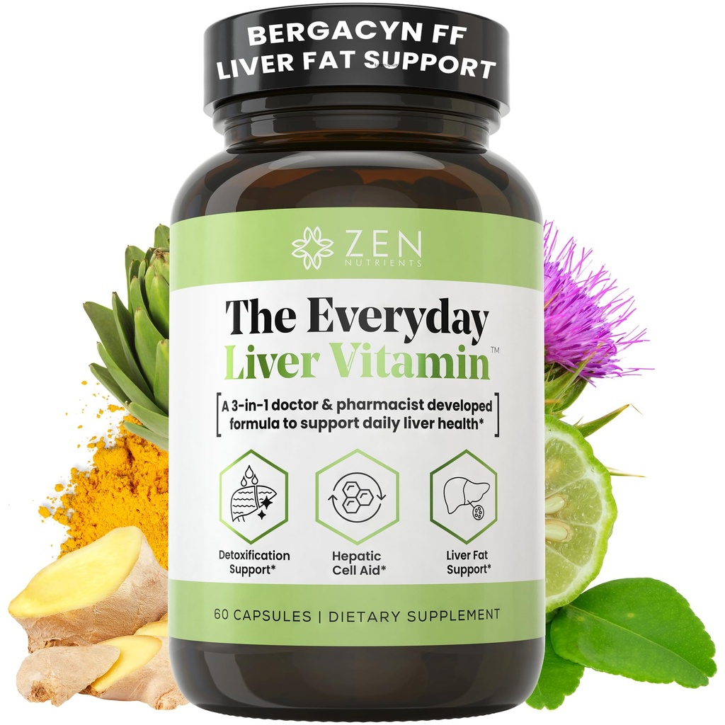 Zen Nutriënten De dagelijkse lever Vitamine - Lever Reiniging Ontgiften & Reparatie met Bergasyn FF, Biologische Melkdistel, Dandelion Wortel & Artichoke Extract voor de gezondheid van de lever - Fatty Lever Ondersteuning Supplementen