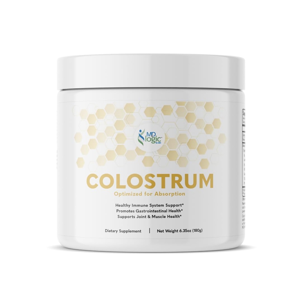 Colostrum by MD Logic Health® for Immune, Gut, Joint & Muscle Health Support - Pure, Potent, Low Molecular Bioactive Colostrum - 180g - 60 Servers - Made in New York