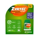 Zyrtec 24-uurs Allergie Relief Tablets, Indoor & Outdoor Allergie Medicine with 10 mg Cetirizine HCl per Antihistamine Tablet, Relief of Allergies, 60 count.