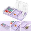 Toplive Draagbare 3-in-1 pil Cutter en pil Grinder en pil houder, Nauwkeurig gemakkelijk snijden, Medicatie Crusher voor kleine grote pillen, Vitamine tabletten Splitter voor oudere kinderen Huisdieren, Paars