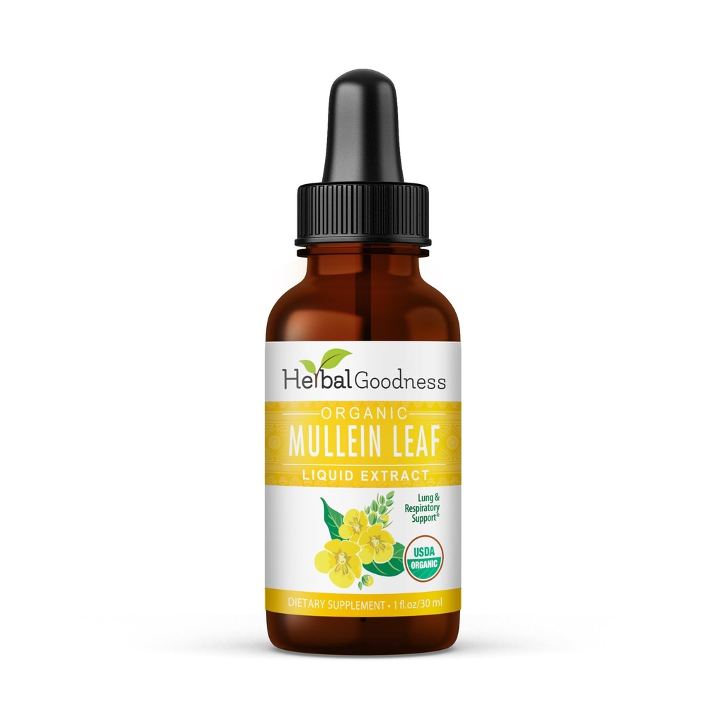 Extrait de feuille de Mullein à base de plantes - goutte de Mullein pour la désintoxication pulmonaire, l'expectorant à base de plantes et les propriétés antioxydantes pour la santé respiratoire et digestive - Teinture de Mullein 1oz