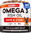 StrellaLab Fish Oil Omega 3 Treats for Dogs (180 Treats) - Allergie & Itch Relief - Skin & Coat Supplement - Joint Health - Wild Alaska Salmon Oil - Shdding, Itchy Skin Relief - Omega 3 6 9 - EPA&DHA