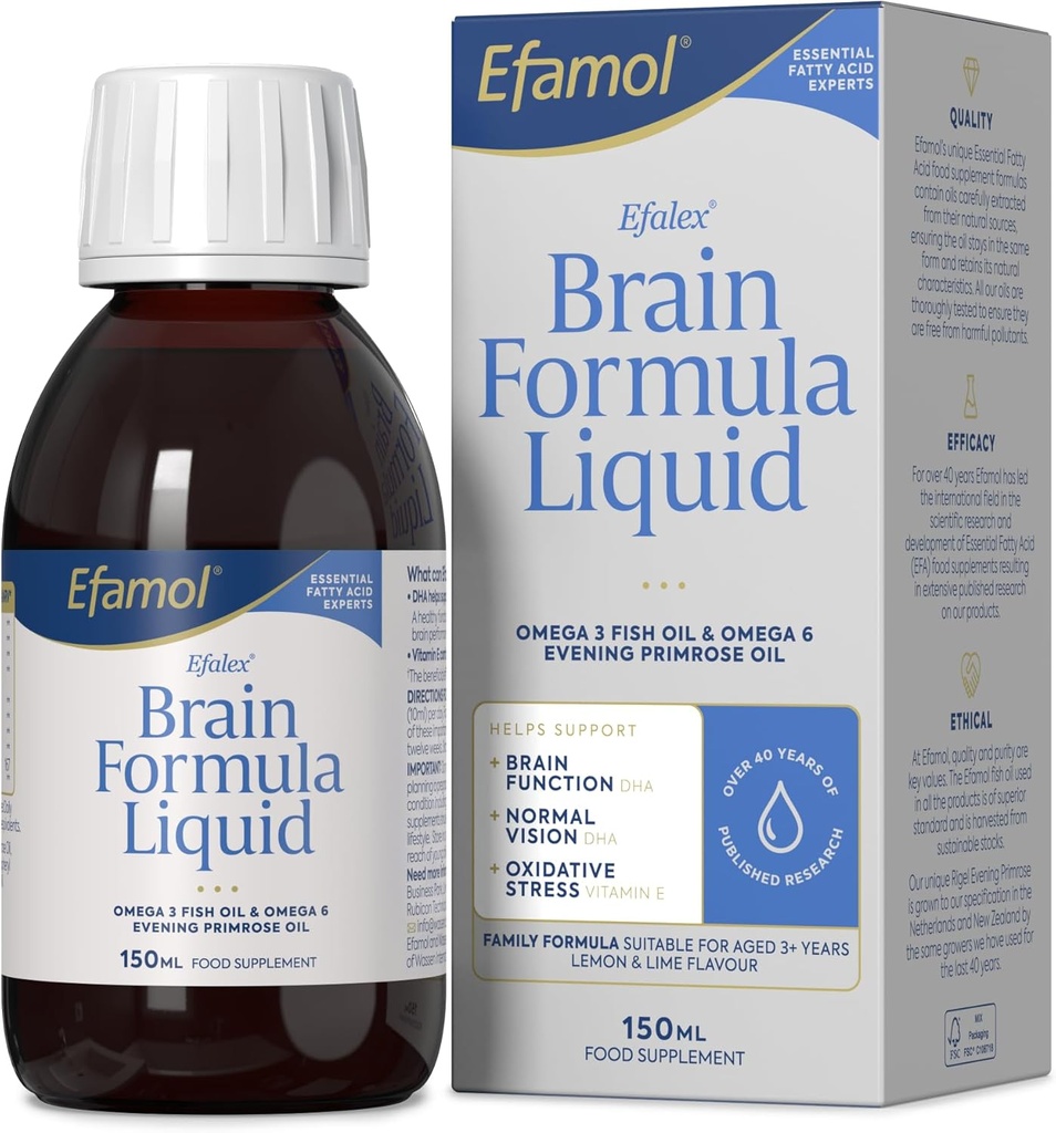 Efalex Omega 3 +6 Complément alimentaire Citron & Lime Aromatisé Liquide 150mls