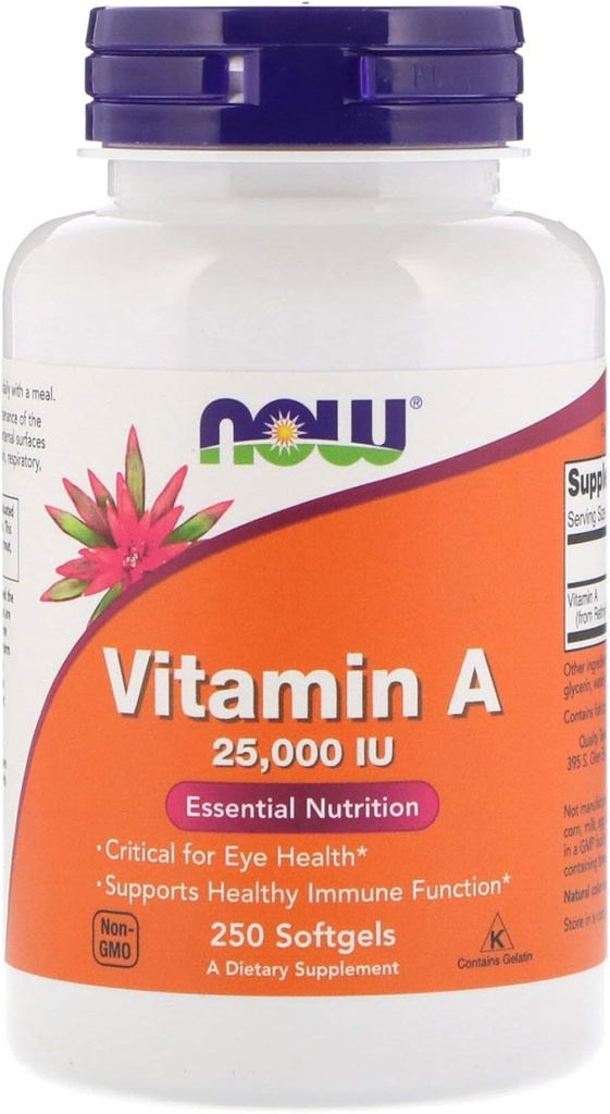 Vitamine A de l'huile de foie de poisson, 25000UI, 250 gels par les aliments actuels (paquet de 6)