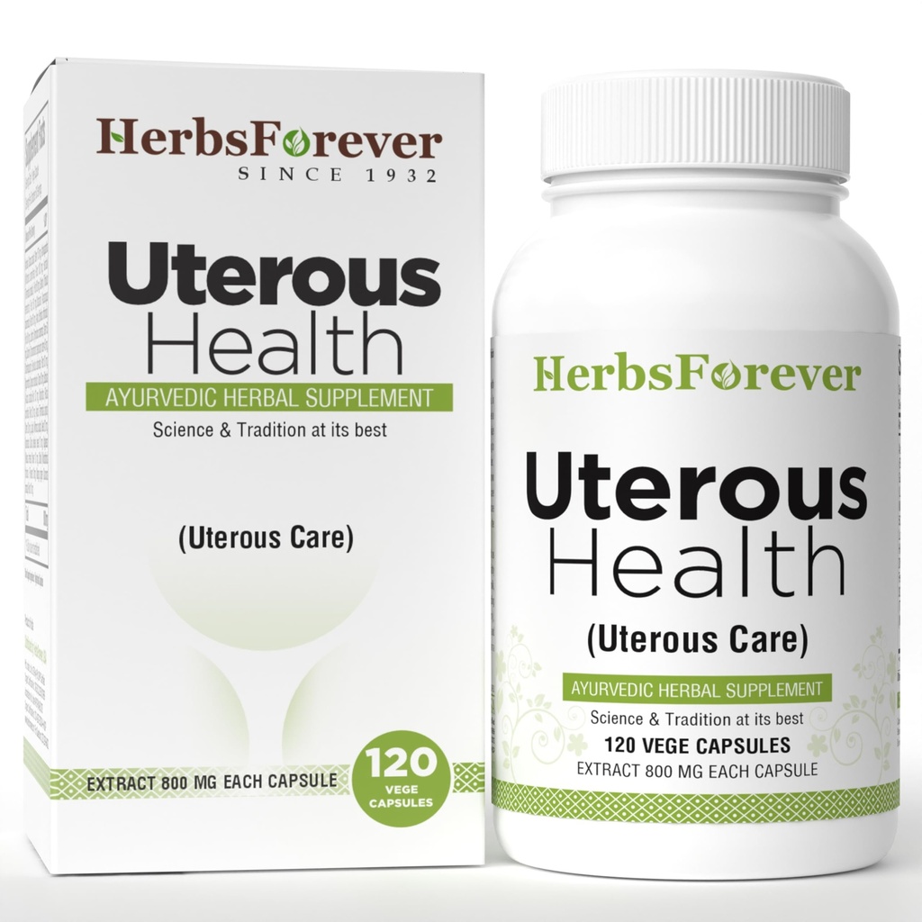 KruidenForever Uterous Health/Uterous Care Herbal Product Control Overmatige Cysts Bloeding, Fibroïden, 120 Vege Capsules, 800 mg Elke, Geconcentreerde Extract