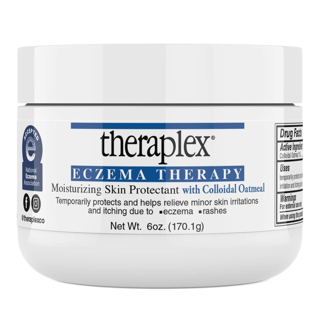 Théraplex Eczema Theraplex (6 oz) - Protège la peau hydratant avec la farine d'avoine colloïdale naturelle, non comédogène et hypoallergénique, sans fragrance - National Eczema Association Sceau d'approbation