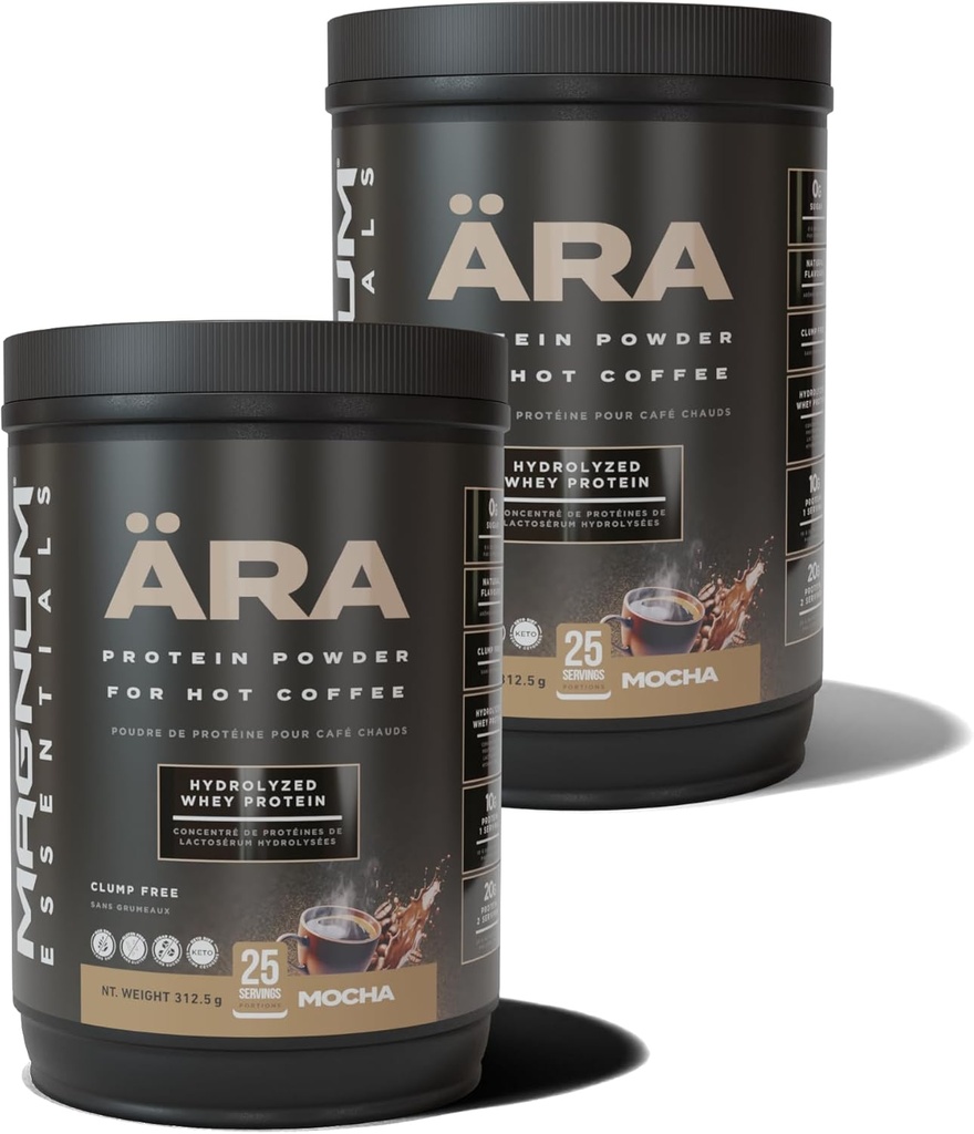 Ara Mocha Tub haute teneur en poudre de protéines pour café chaud et froid, thé, boissons - sans sucre, sans lump - 20g Dissolves lisse dans les boissons chaudes, 325g (2 pack)