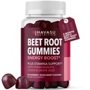 Gommies de racines de betteraves avec COQ10 & grenade - Supplément à l'oxyde nitrique pour les hommes et les femmes - Abeille pour l'endurance, la performance, la récupération - végétalien, non-OGM, sans gluten - mélange d'arôme de baie, 120 comte