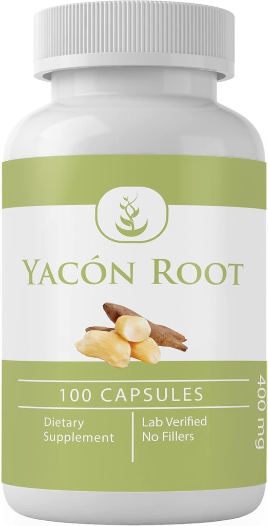 PURE ORIGINEEL INGREDIËNTEN Yaconwortel, (100 capsules) Altijd zuiver, Geen additieven of fillers, Lab geverifieerd