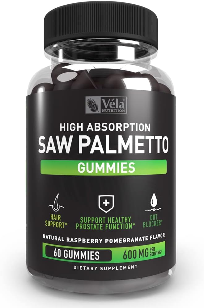 Saw Palmetto Gummies Complex for Men and Women | Hair Growth Supplement | Urinary Function Support, Prostate Function Support | DHT Blocker | 60 Gummies
