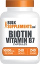 BulkSupplements.com Biotin 10000mcg Capsules - Biotin Supplement, Biotin Vitaminen voor haar, huid en nagels, Vitamine B7 - Glutenvrij, 1 capsule per portie, 240 capsules (verpakking van 1)