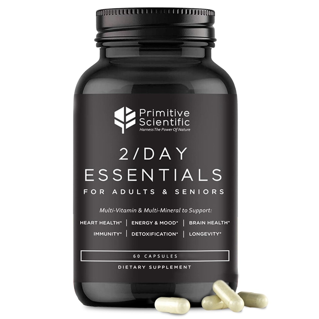 Whole Food Daily Essentiële Multivitaminen voor volwassenen en senioren - 2x per dag - Vitamine A, C, D, E, B12 en Mineralen - Natuurlijke en Holistische Ondersteuning (60 capsules)