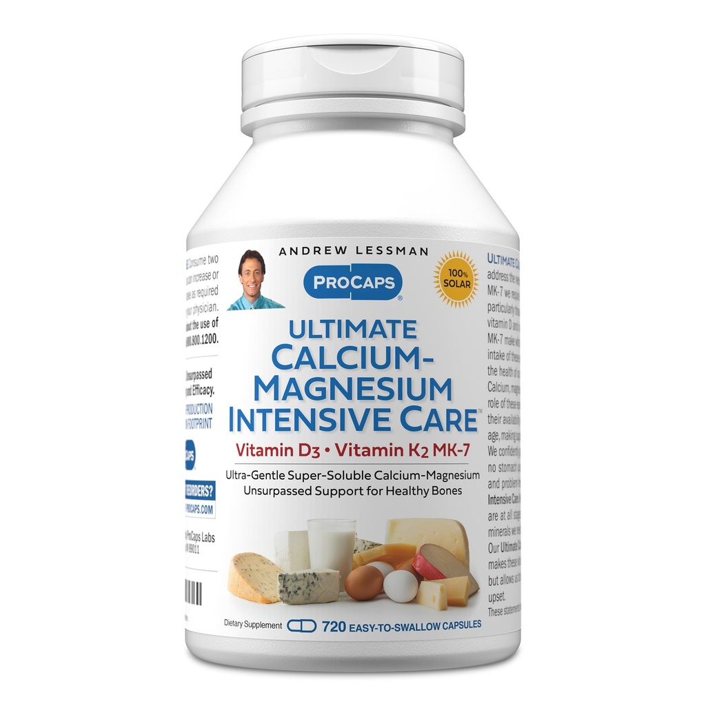 ANDREW LESSMAN Ultimate Calcium-Magnesium Intensive Care with Vitamin D3 & K2 MK7-120 mcg - 720 Capsules  Voorzichtig, makkelijk doorslikken, Super Oplosbaar. Geen additieven