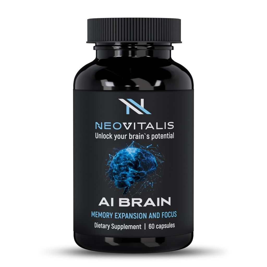 Supplément nootrope pour le cerveau de l'IA pour l'amélioration de la concentration, de la mémoire et de la clarté mentale Capsules pour hommes et femmes, soutien cognitif quotidien sans caféine avec Bacopa, Alpha GPC et vitamine B6, 60 Capsules végétariennes