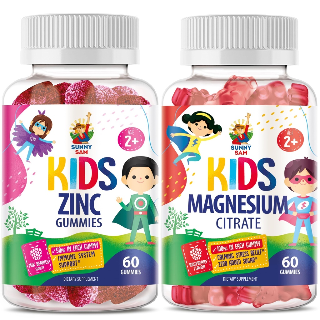 SUNNY SAM Zinc Chewable Gummy & Magnesium Gummies for Kids