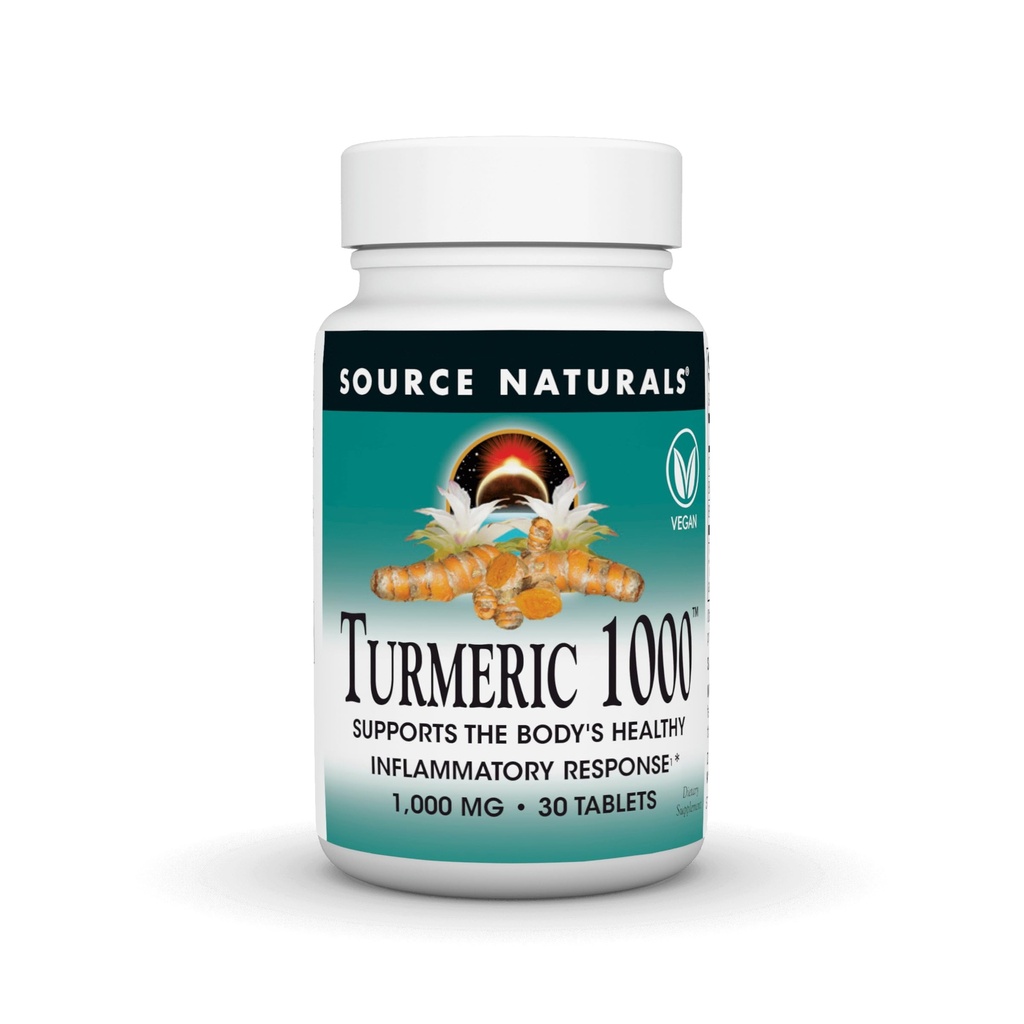 Bron Naturals Kurkuma 1000, Ondersteunt het lichaam Gezonde Ontvlammingsreactie*, 1000mg - 30 Tablets
