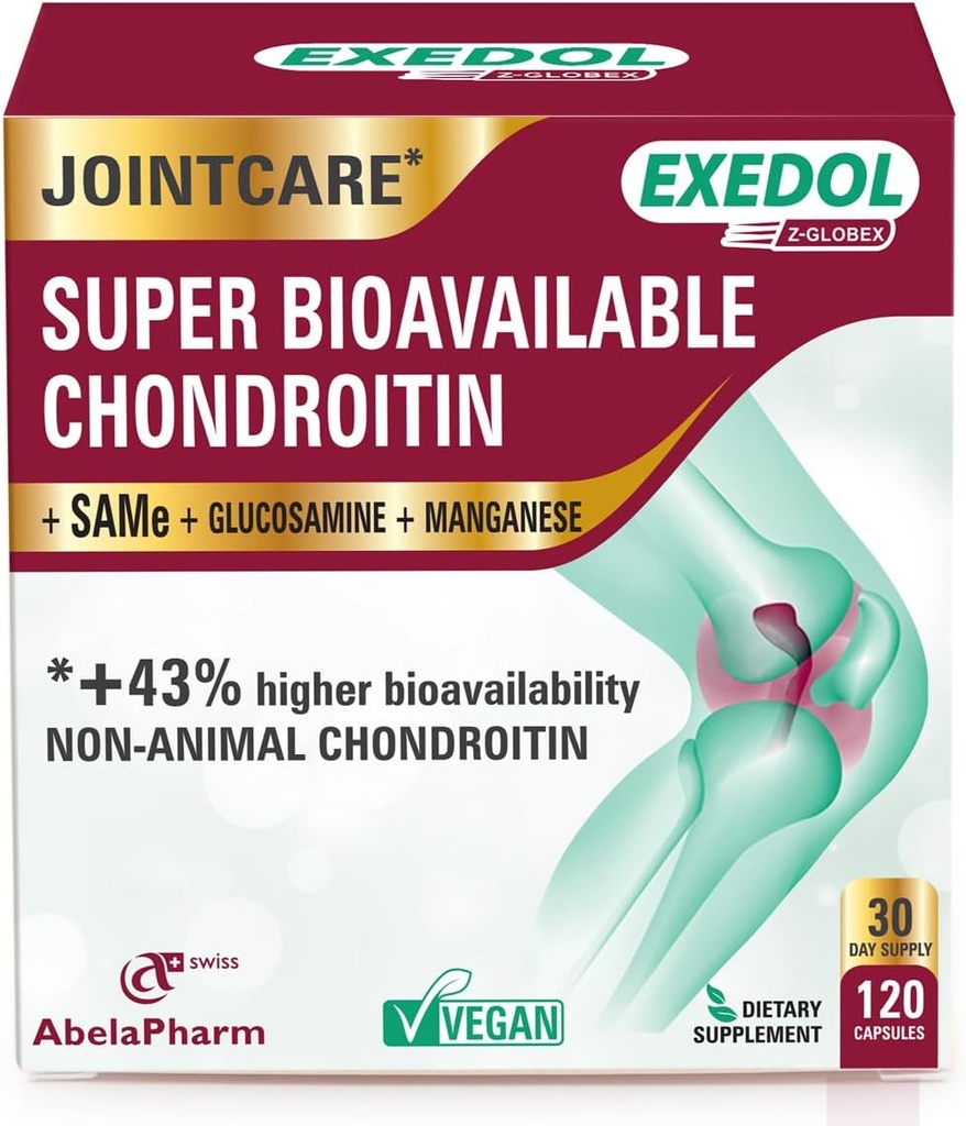 Exedol Bio available Glucosamine Chondroitin, Vegan Joint Support Supplement voor verbeterde gezamenlijke functie, Cartilage Health, Connective Tissue en Bone Health - 120 capsules