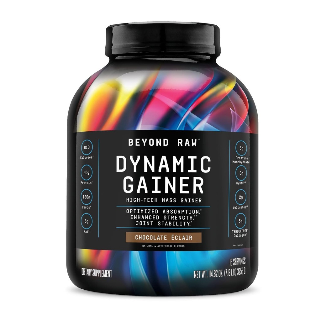Beyond RAW Dynamic Gainer. High-Tech Mass Gainer, geoptimaliseerde absorptie en verbeterde sterkte, Vanille Cheesecake, 15 porties