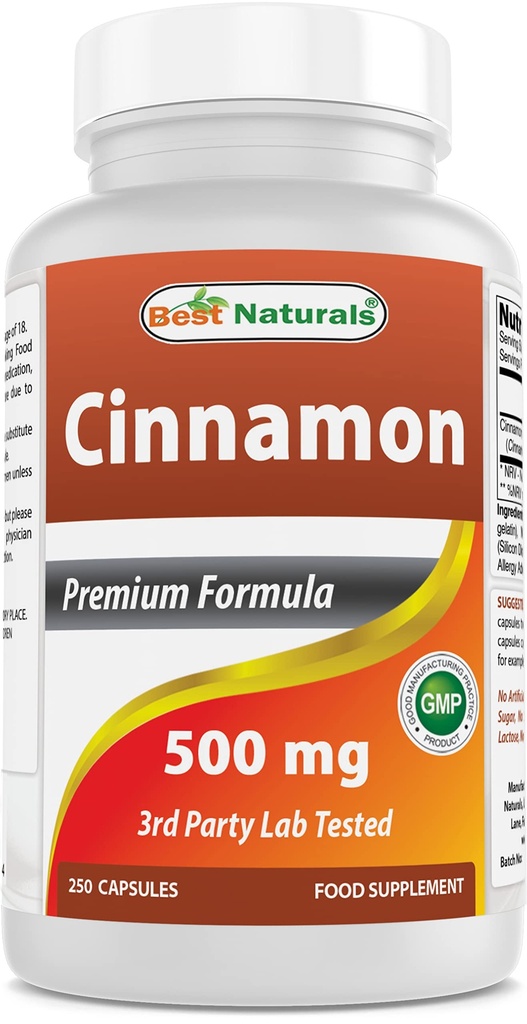 Meilleurs naturels cannelle 500 mg 250 Capsules (250 Nombre (paquet de 1))