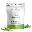 Sprout Living Organic Pea Protein Powder, Unflavored, 20 Gram Plant Based Organic Protein Powder Without Artificial Sweeteners, Non-Dairy, Non-GMO, Vegan, Glutenvrij (1 pond, 19 porties)