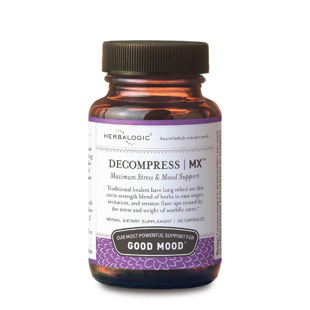 Herbalogic - Decompress MX Herb Capsules - Maximale Stress & Spanning Relief - Vermindert woede en vermoeidheid, Positieve Mood Ondersteuning - Gebaseerd op de traditionele Chinese Formule Xiao Yao San - 30 Cap Count