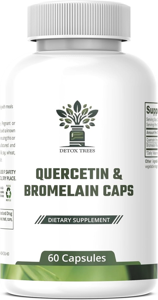 1000mg Quercetin, 200mg Bromelain Complex - Immune Support, Seizoengebonden Allergie & Respiratory Health Supplement - Vegan, Non-GMO, 60 Capsules