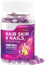 Haar, huid en nagels Vitaminen voor vrouwen - Biotine 5000mcg ter ondersteuning van de haargroei met arganolie, collageen en hyaluronzuur, mooie, sterkere huid, haar en nagels vitaminesupplement - 60 Softgels