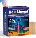 Vernieuwde 4% Lidocaïne Patches Maximale sterkte - Aluminium-vrij, waterbestendig en USA Made -Superior Sticking Pain Relief Patches Snel Verlicht Terug, gewrichten en spierpijn-3x6 Inches (20 Tellen)