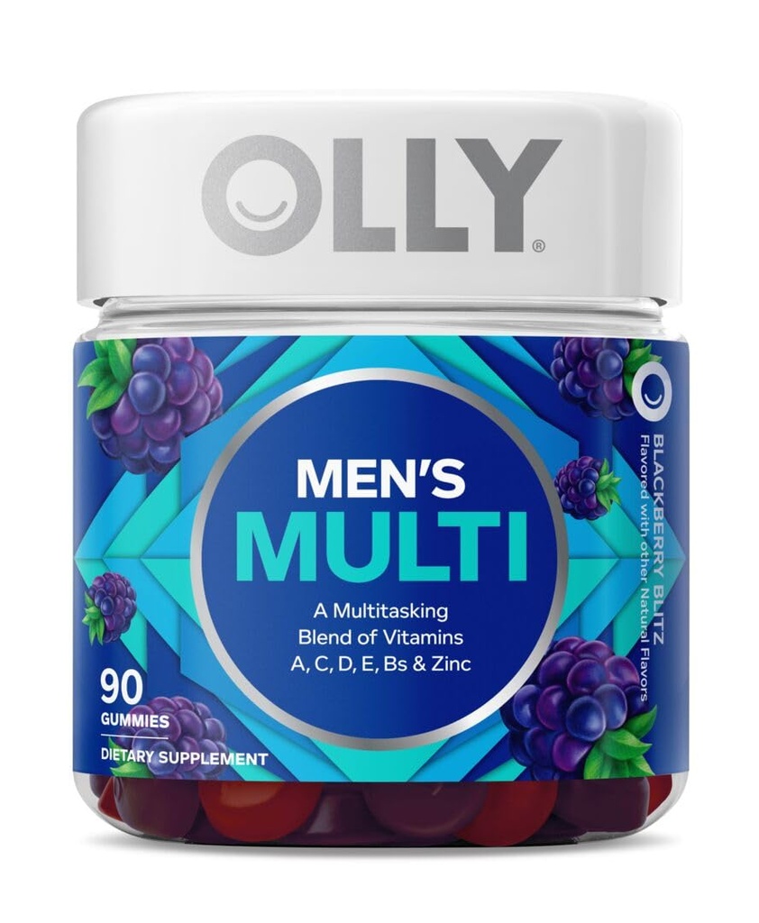 OLLY Laser Focus Gummy, Ginseng, Alpha GPC, B Vitaminen, 36 Tellen en Mannen Multivitamine Gummy, Vitaminen A C D E B, Zink, 90 Tellen