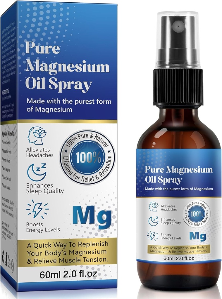 Generieke 2 Fl Oz Magnesium Oil Spray - Pure & Organic - High Concentration Magnesium - Non-GMO, Glutenvrij - Makkelijk te absorberen (1stc)