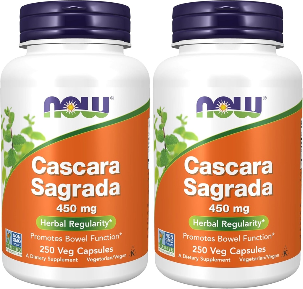 MAINTENANT Suppléments, Cascara Sagrada (Rhamnus purshiana)450 mg, 250 gélules (paquet de 2)
