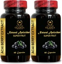 ACAI Berry Extract - Antioxydant-Rich Superfood pour Imune Support pour les femmes et les hommes, Wellness Recharge, Daily Energy Support - 2 bouteilles 120 Capsules.