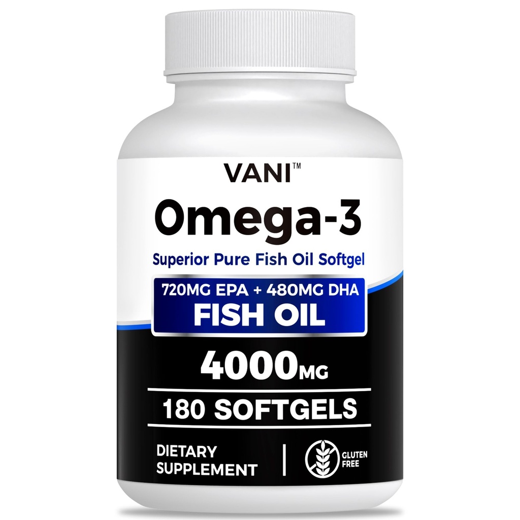 Visolie Omega 3 (4000 mg), 180 Softgels, Omega 3 vetzurensupplementen met EPA & DHA voor hersen- en hartgezondheid