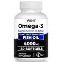 Visolie Omega 3 (4000 mg), 180 Softgels, Omega 3 vetzurensupplementen met EPA & DHA voor hersen- en hartgezondheid
