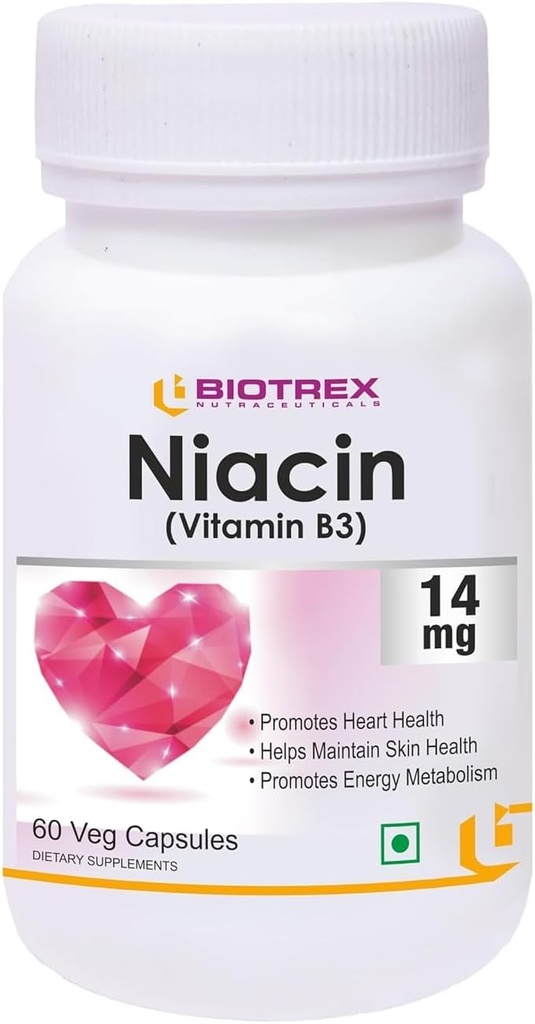 Generieke Rise Niacin 14mg vitamine B3 met Inositol 50mg supplement - 60 Veg capsules, Nautral