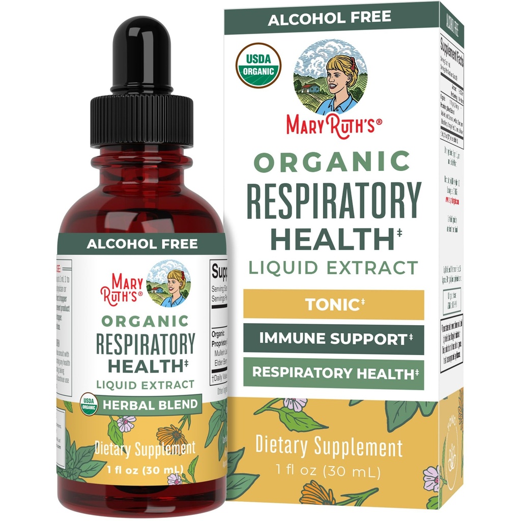 MaryRuth Organics USDA Organic Respiratory Health Liquid Drops with Mullein Leaf 