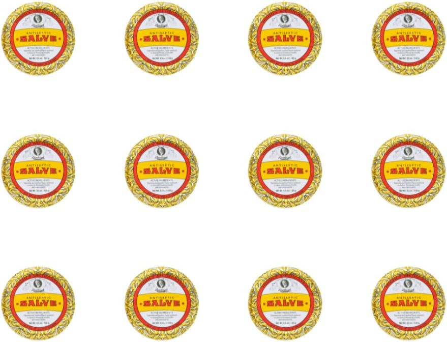 Rawleigh Antiseptisch Salve Iconic Yellow Big Tin: 4.5 oz, Multi-Purpose Zalf Soothes Cuts, Bruisen, Irritaties, met Turpentine, Fenol, Cottonseed Oil & Paraffine, Original Formula - Verpakking van 12
