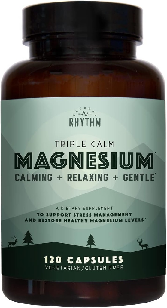Natuurlijke Ritme Kalm en Immune Ondersteuning - Triple Calm Magnesium (120 Capsules) + Ah Chews! Immune Booster Lozenges (60 capsules)