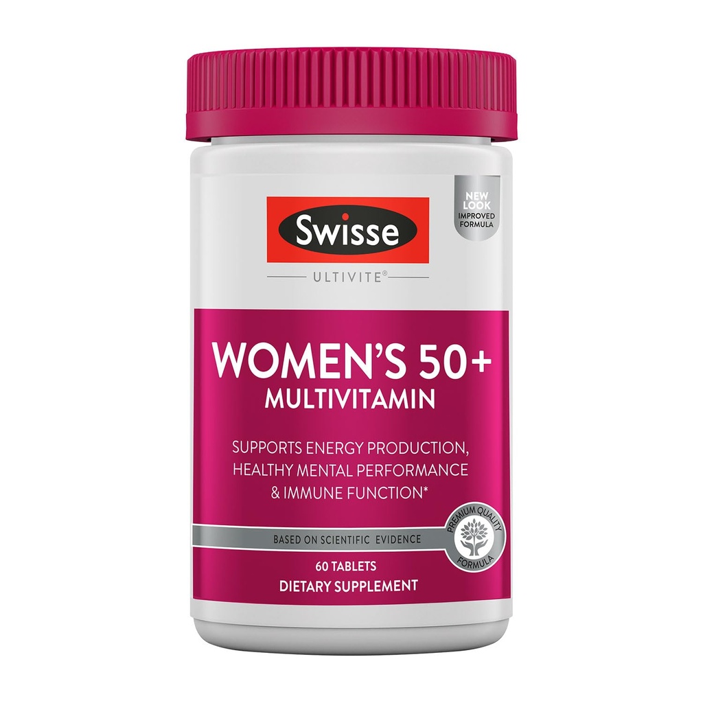 Swisse Multivitamine quotidienne pour les femmes de 50 ans et plus 41 vitamines, antioxydants et minéraux + adaptogènes