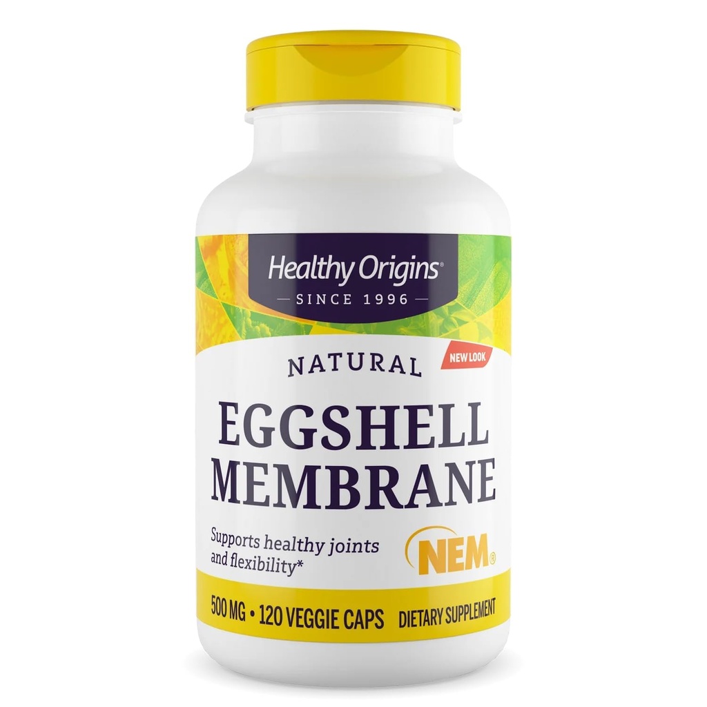 Origines saines Membrane de coquille d'oeuf 500 mg (NEM, non-OGM, sans gluten, soutien interarmées), 120 capsules de légumes