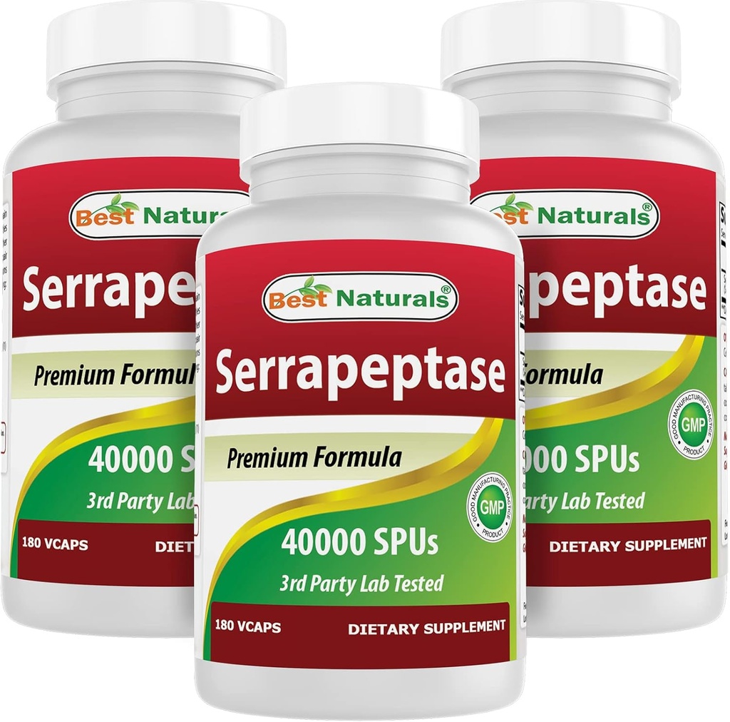 Best Naturals Serrapeptase 40000 SPU's 180 capsules (180 telling (verpakking 3))