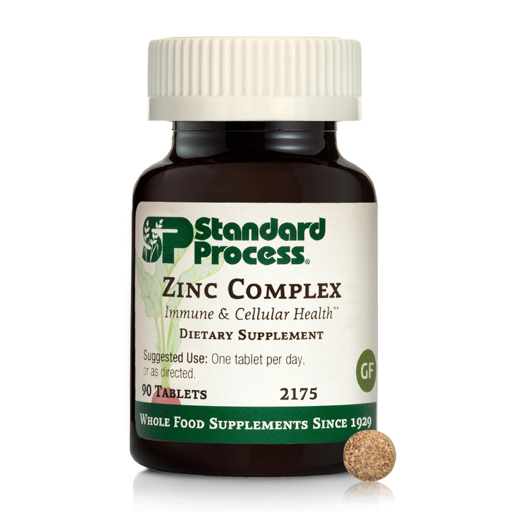 Standard Process Zink Complex - Enzyme Function Support to Aid Normal Testes Function - Supports Immune Health & Cellular Energy - Glutenvrije, Niet-Dairy & Non-Soy - 90 Tablets (90 Servings)