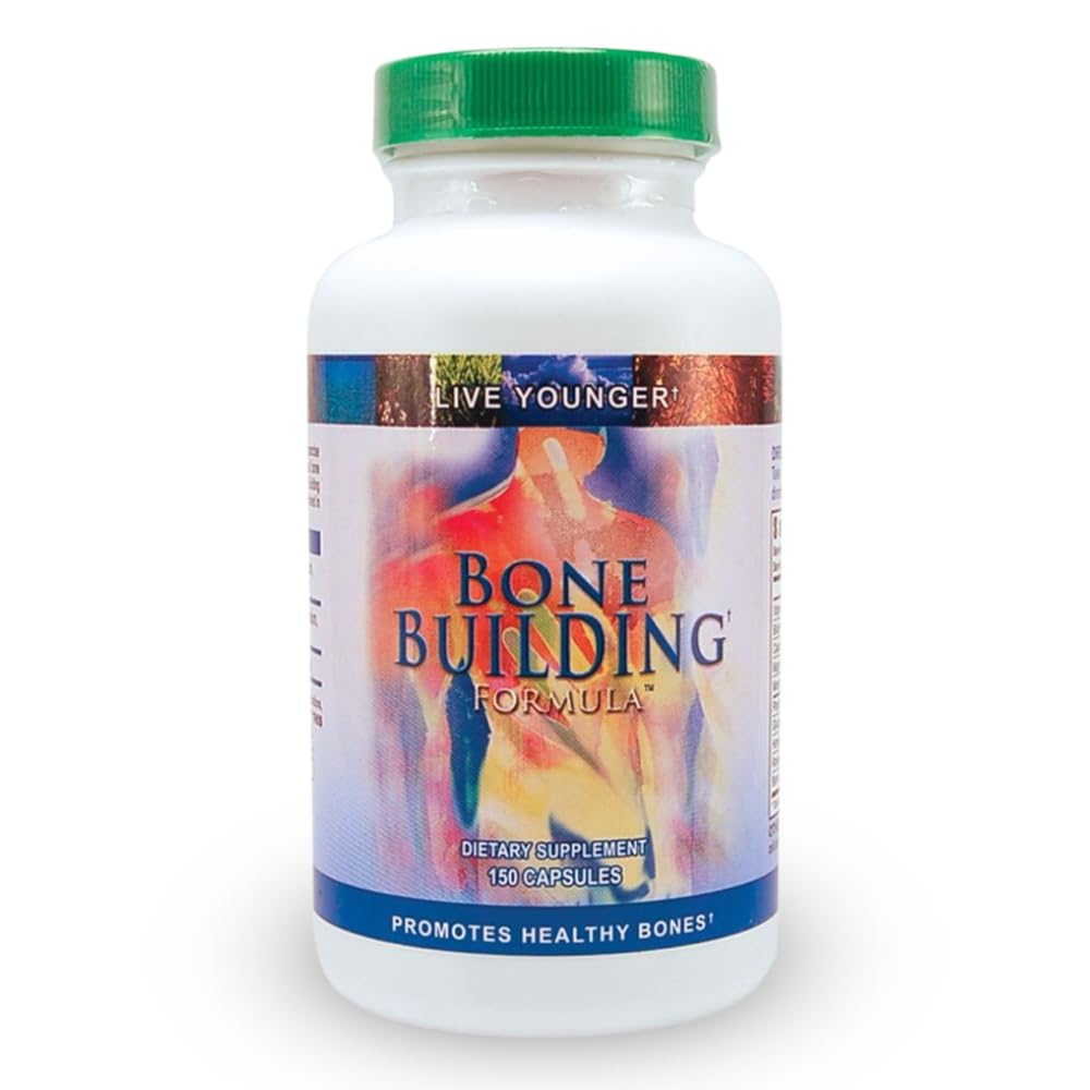 Youngevity Bone Building FormulaTM - Calcium, magnésium, D3, biotine, glucosamine HCl pour la santé des os et la densité - Cofacteurs essentiels : minéraux traces, Boron, Horestail Herb, Rosehips (150 capsules)