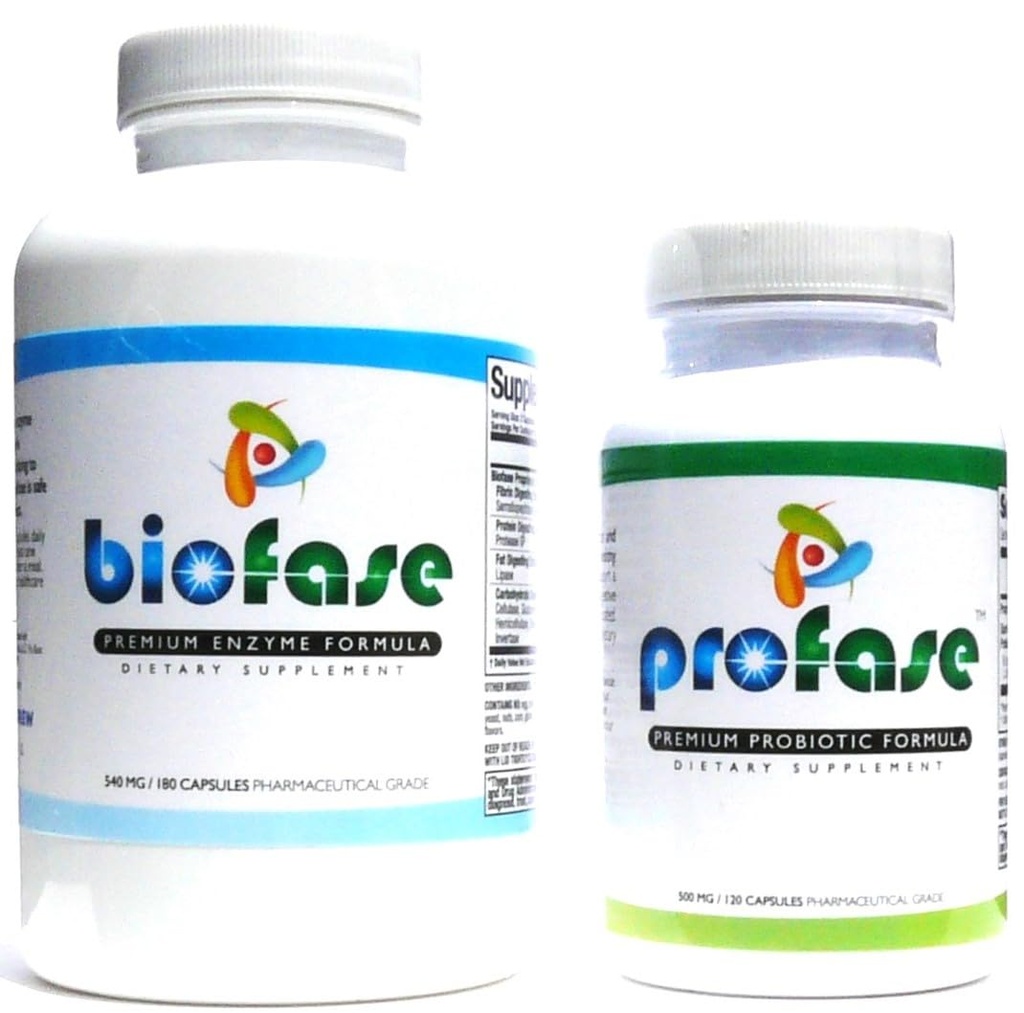 Biofase-Enzyme & Profase-Probiotic Kit - Biofilm Defense, ondersteunt gezonde spijsvertering & Your Flora Balance - Large Kit