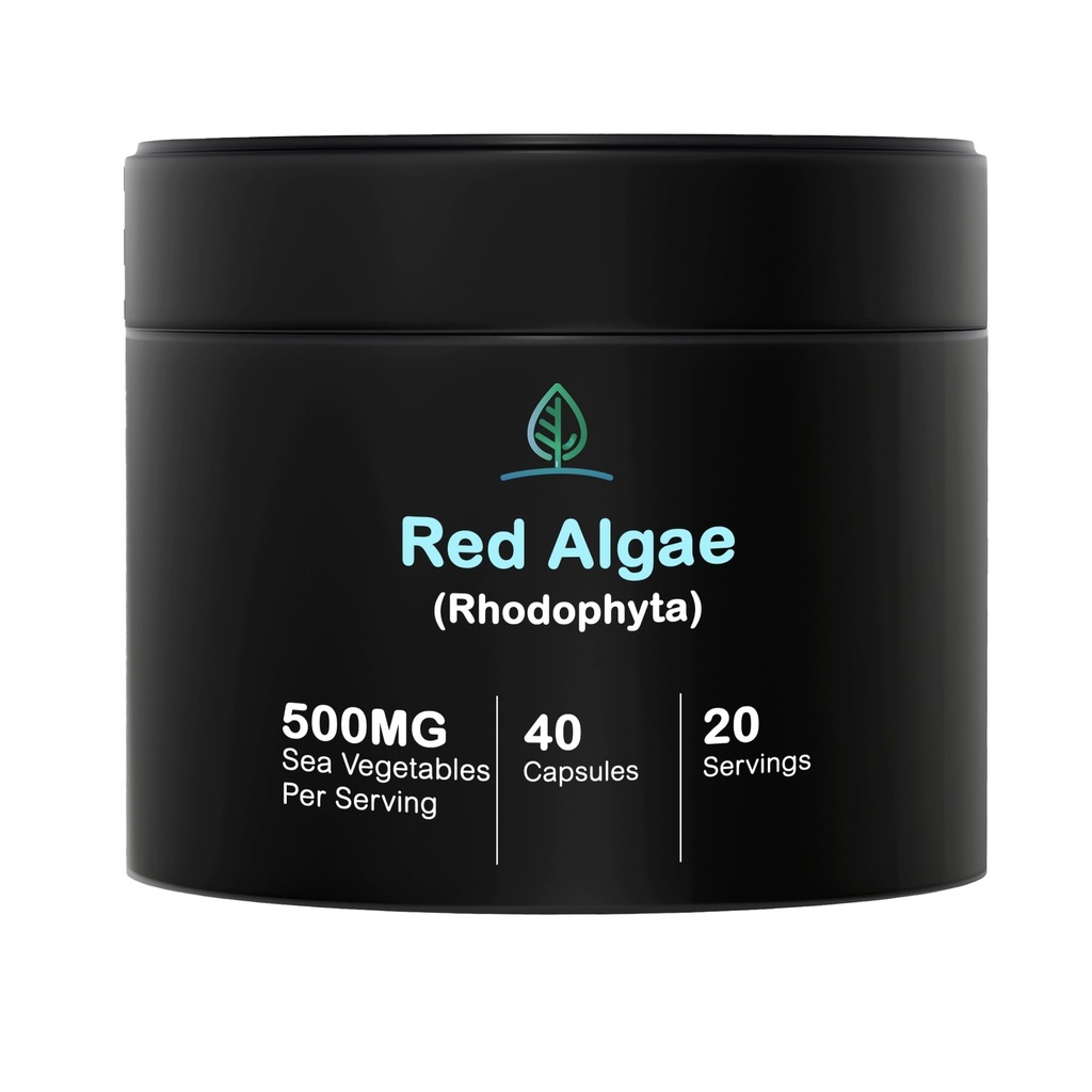 Holistic Bin Capsules d'algues marines rouges Gigartina et Dumontiacea Suppléments d'algues rouges sans gluten, végétaliens, sauvages récoltés Riche en Oméga végétalien 3 (40 capsules)