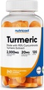 Nutricost Kurkuma Gummies (240 Gummy's) - Citrus Flavored, Made with 95% Curcuminoids, 120 Servings, Includes Gember en Zwarte Pepper Extract, Vegetarische, Niet-GMO en Glutenvrij