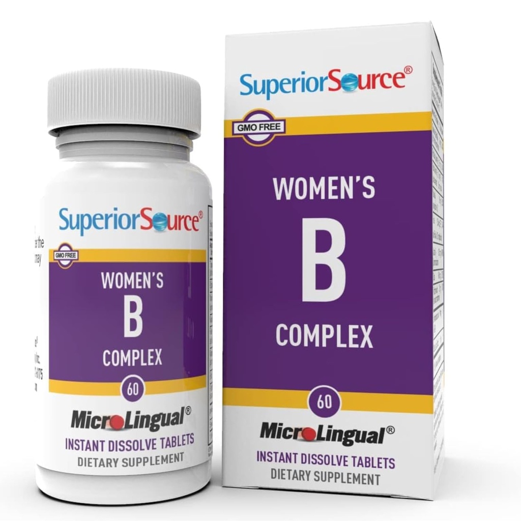 Superior Bron Vrouwen?s B Complex - Energie Ondersteuning Supplement voor vrouwen - Multivitamine met vitamine B12, vitamine B3 en meer - B Vitamine Supplement Aids Heart Health - 60 Sublingual Dissolving Tablets