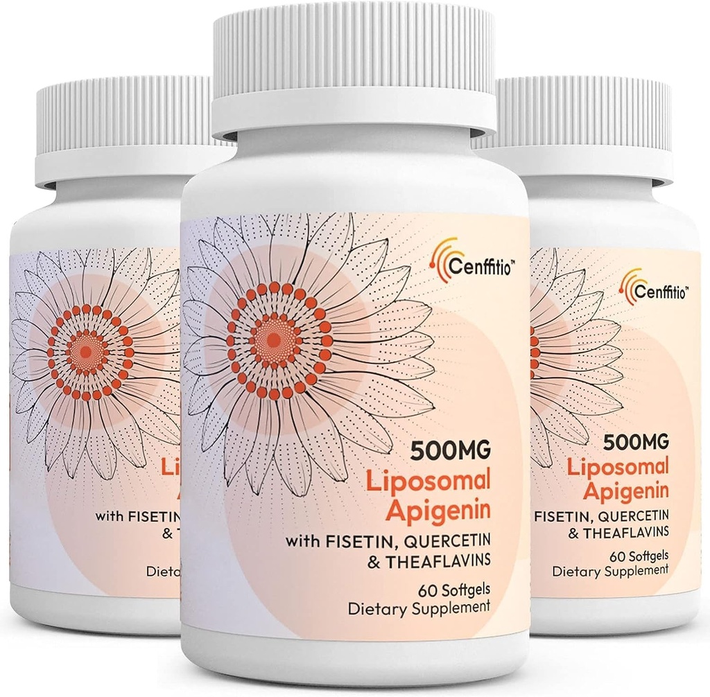 Liposomale apigenine 500 mg Softgels - Optimale Apigenine Supplement met Fisetin, Quercetin en Theaflavins - 6 maand levering