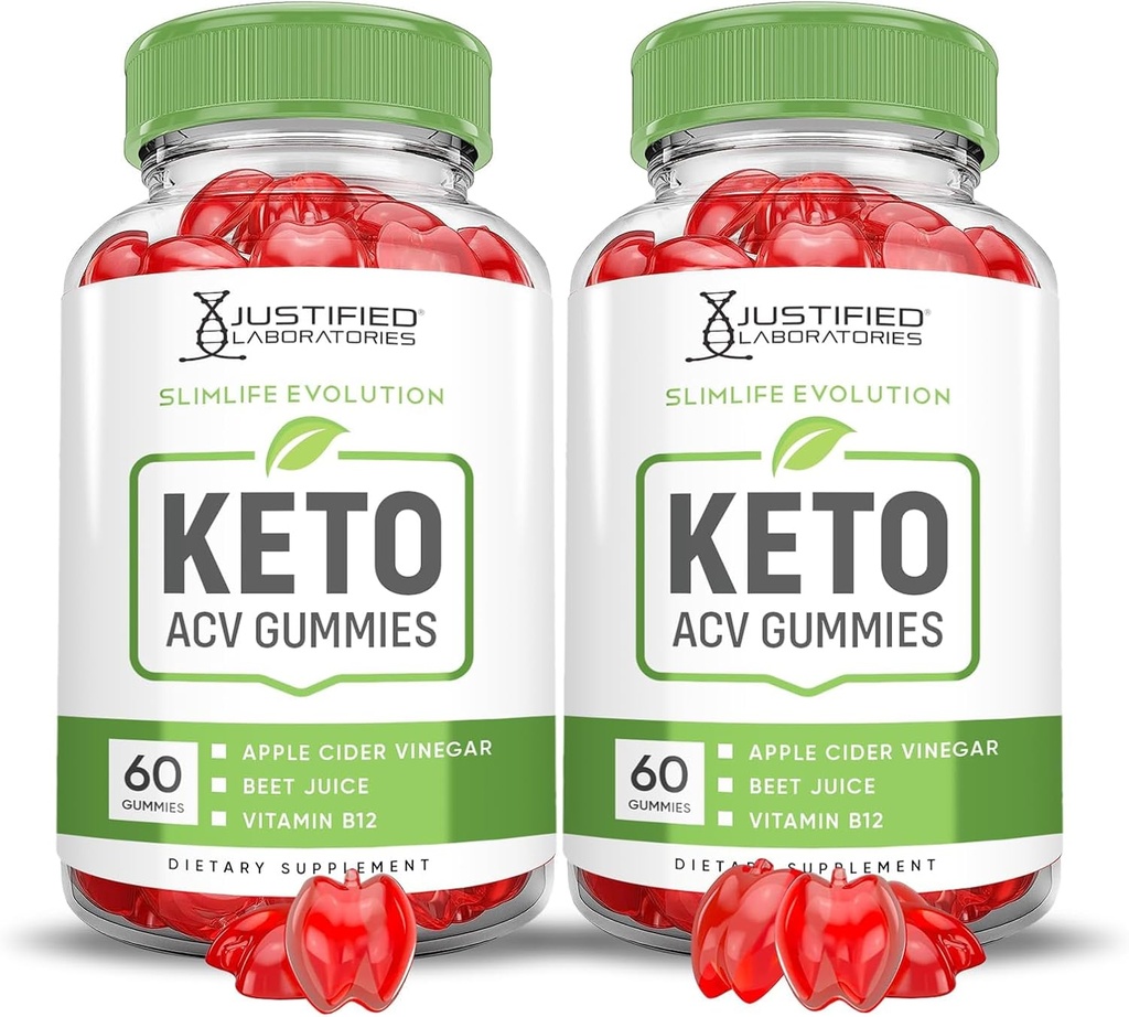 Justified Laboratories (2 Pack Slimlife Evolution Keto ACV Gummies Slim Life1000MG Apple Cider Vinegar Geformuleerd Granaatappel Beet Sap Poeder B12 Vegan 120 Gummies